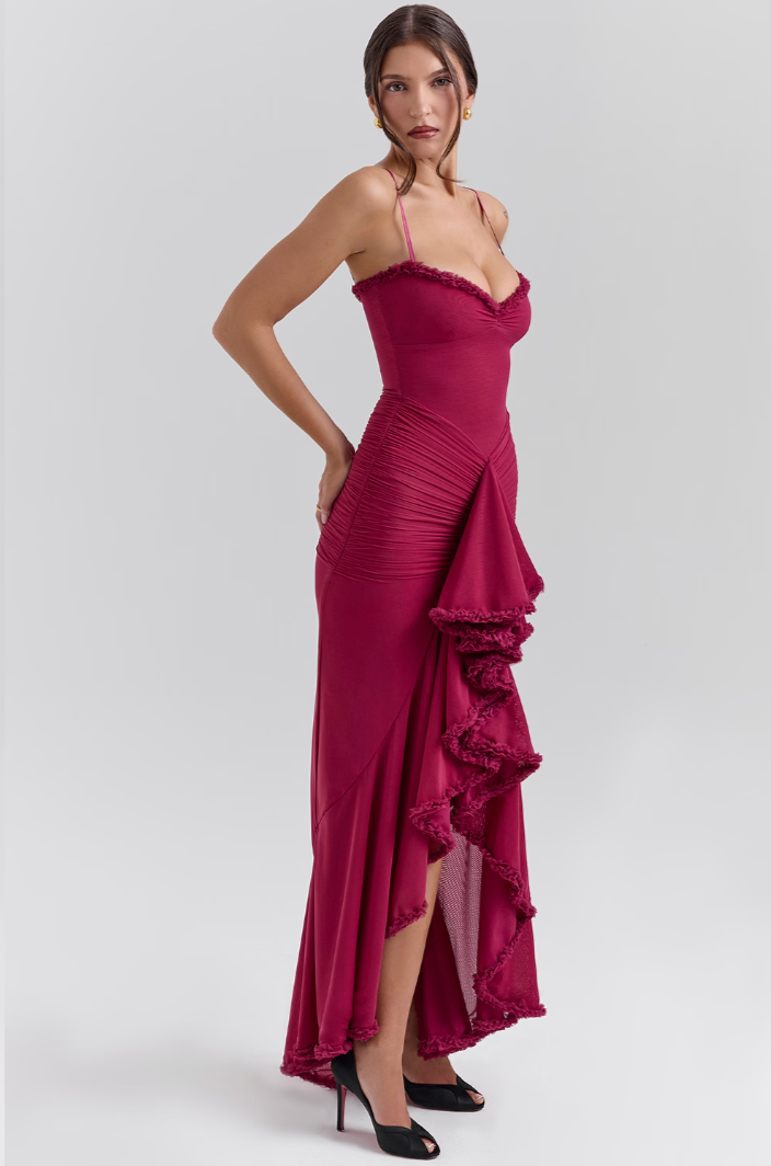 Alena - Alluring Ruffled Maxi Dress