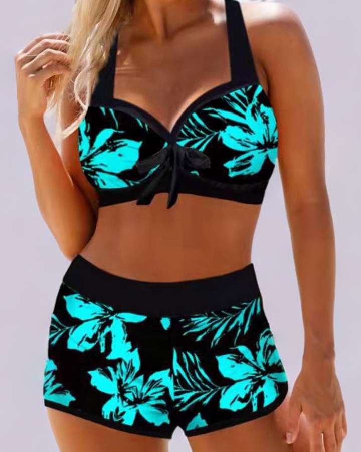 Sherrie – High-Waisted Swimsuit with Floral Print