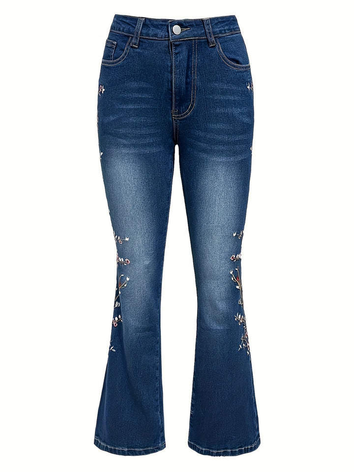 Bella – Floral Embroidered Flare Jeans