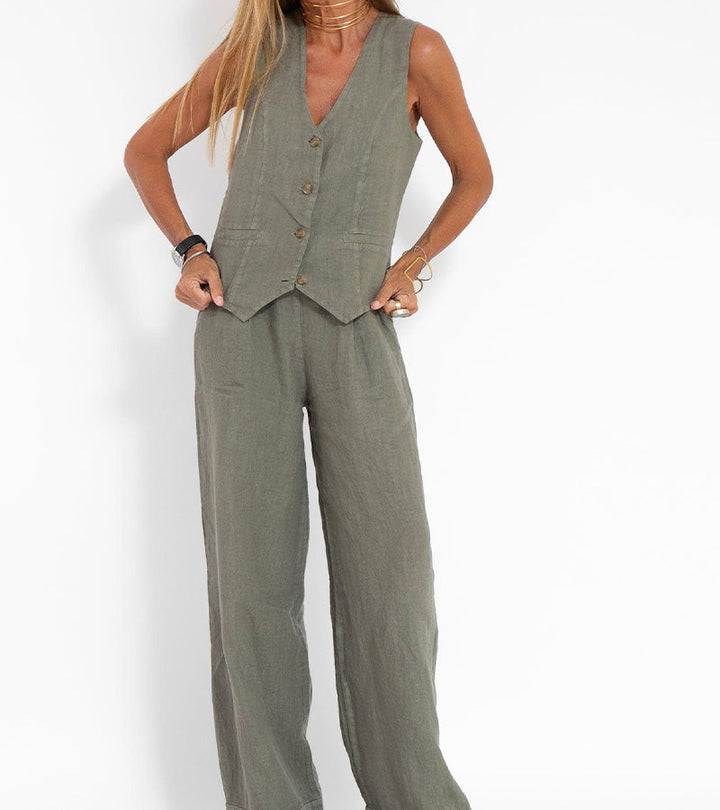 Ella - Vest & Wide Pants Set (Almost sold out)