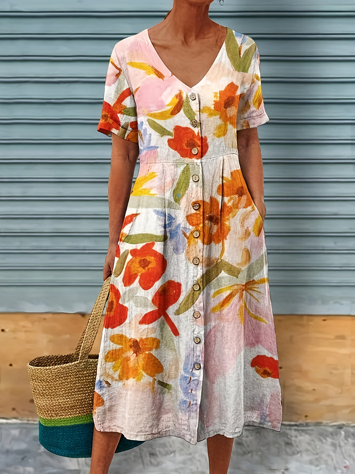 Sienna – Bohemian V-Neck Floral Dress
