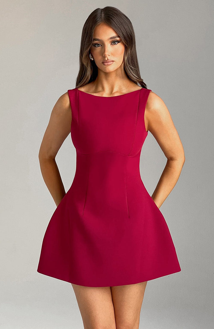 Lila Backless Mini Dress - Wine