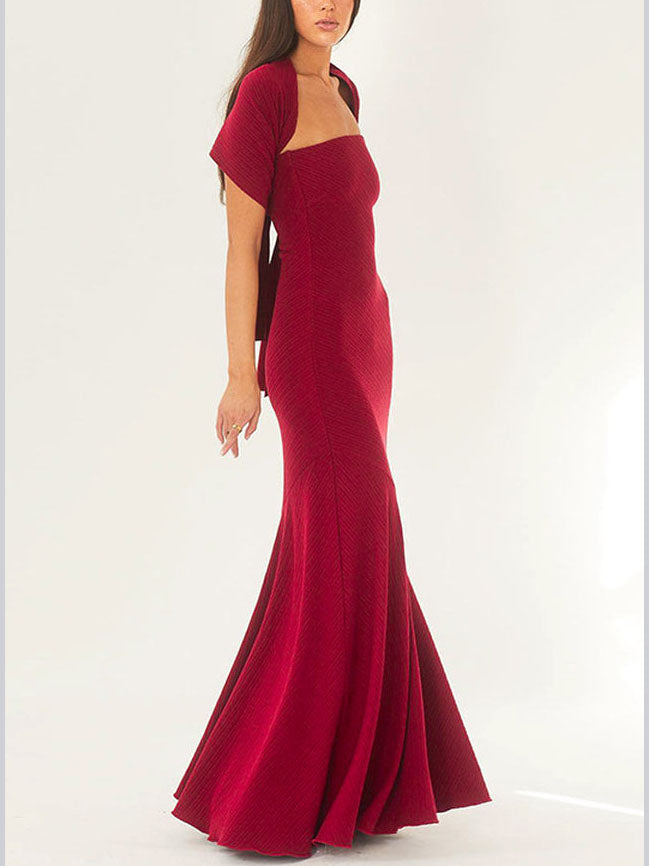 Adriana - Fashion Strapless One Shoulder Fishtail Maxi Dress