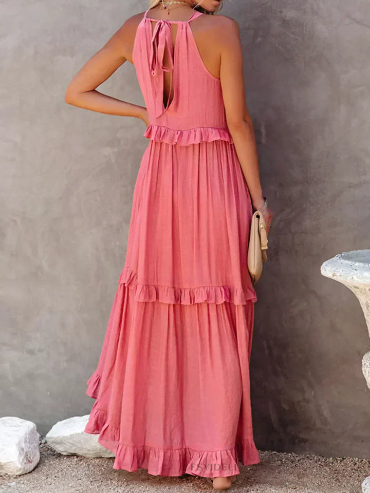 Sarah - Halter Ruffle Maxi Dress (Almost sold out)