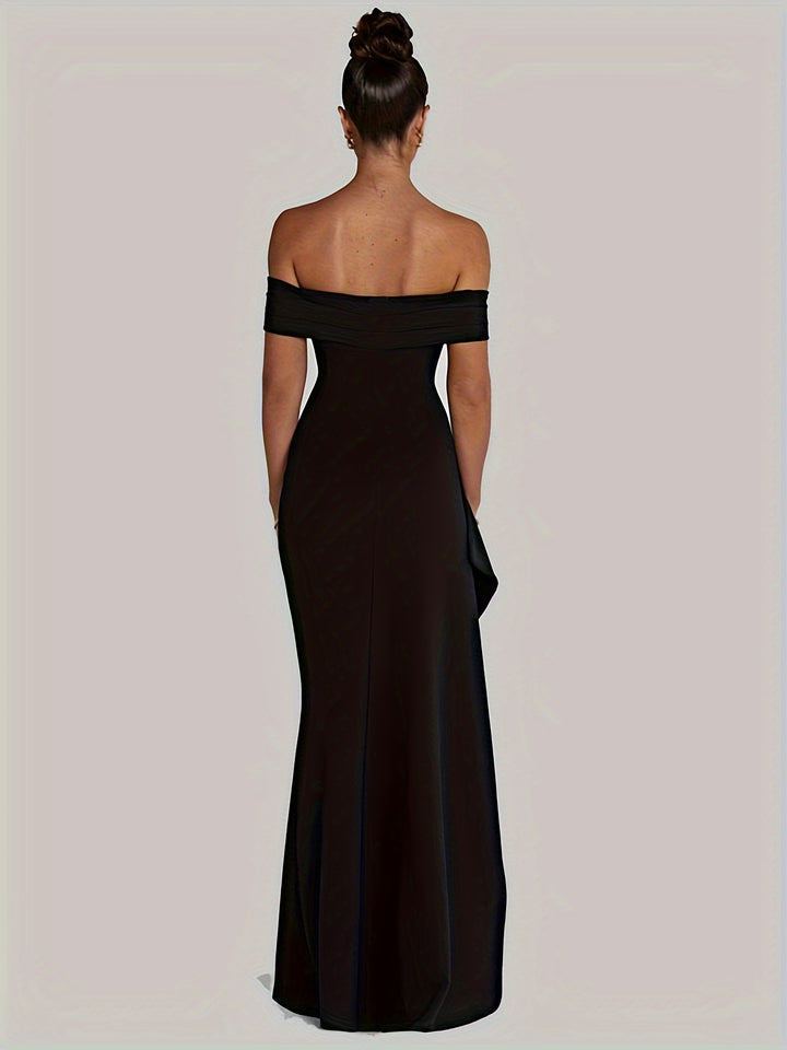 Celeste - Backless Off-Shoulder Slit Dress