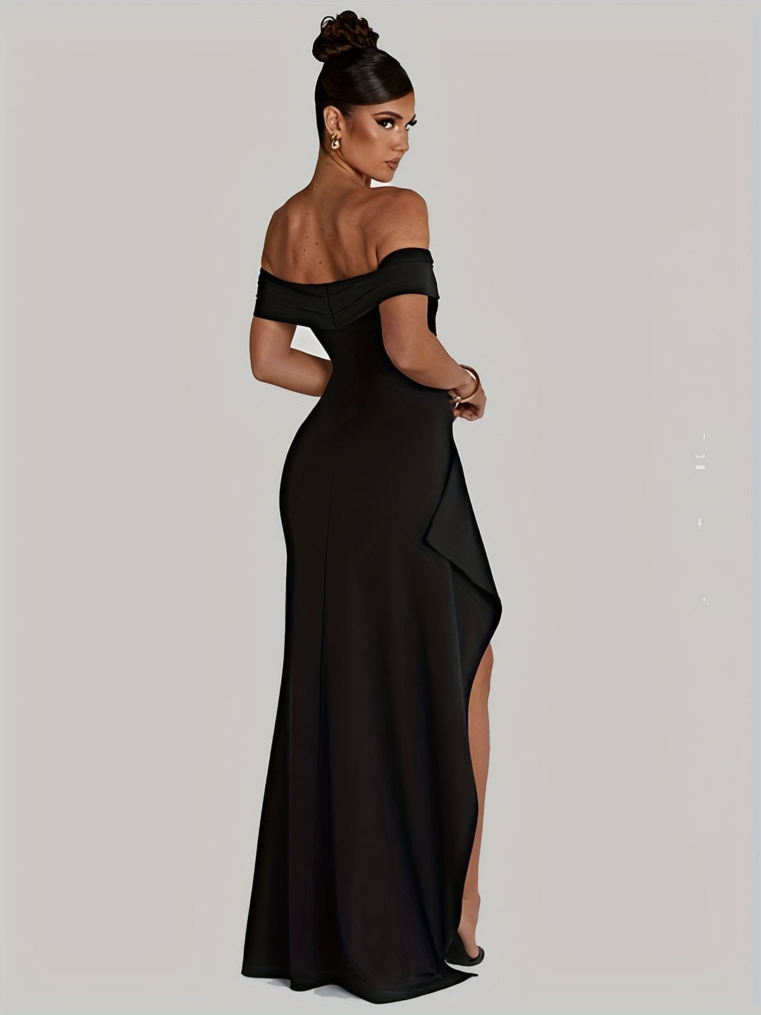 Celeste - Backless Off-Shoulder Slit Dress