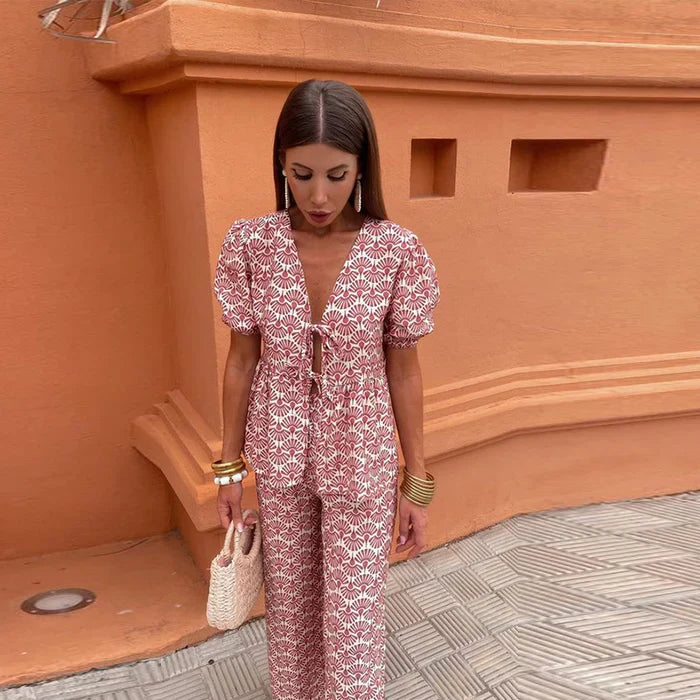 Liora | Summer Two-piece Set with Statement Print