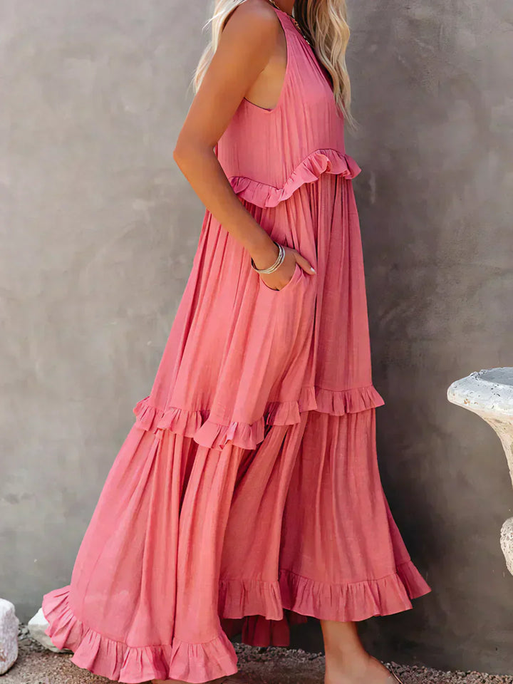 Sarah - Halter Ruffle Maxi Dress (Almost sold out)
