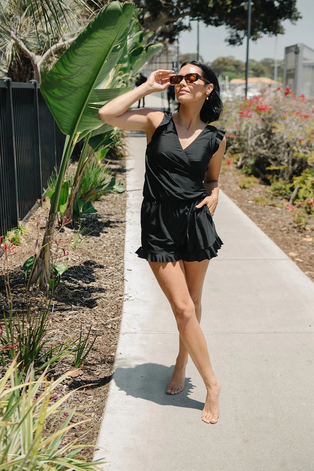 Mary - Swimsuit with ruffles and bust support