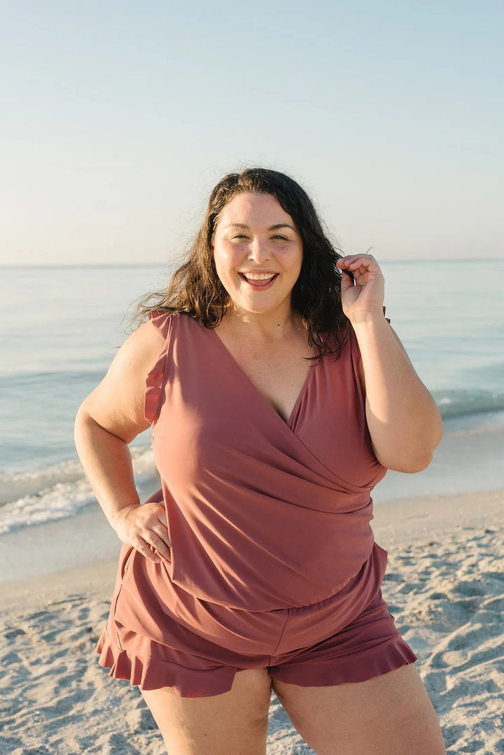 Mary - Swimsuit with ruffles and bust support