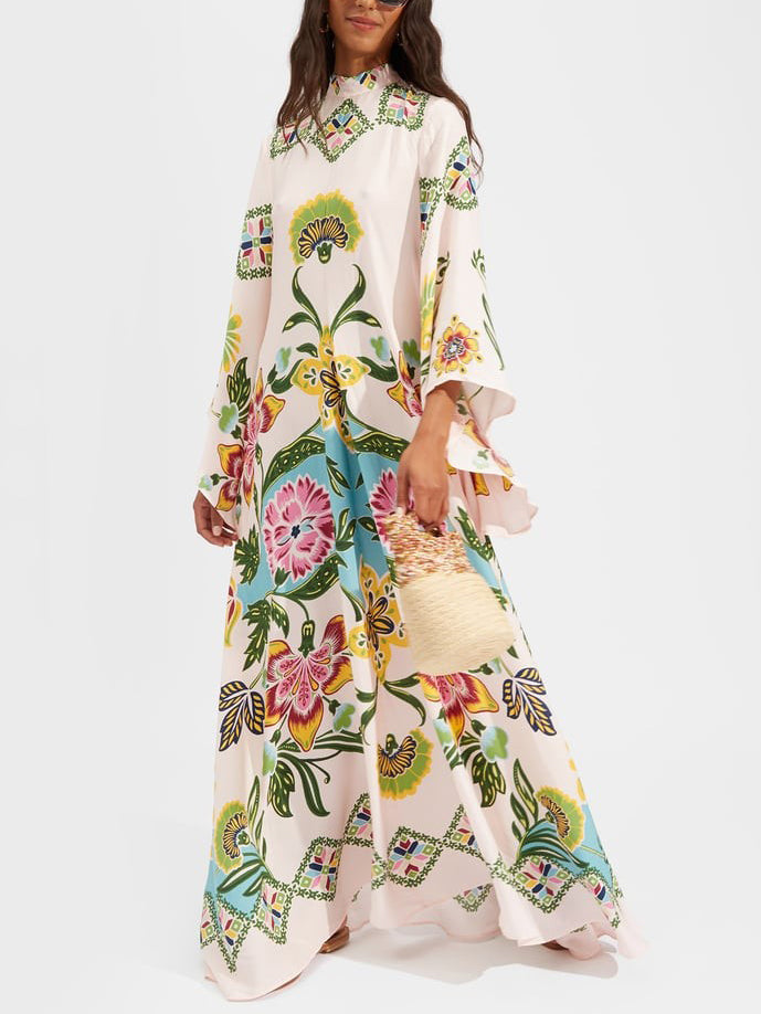 Solana - Exquisite Sunshine Floral Print Flowing Maxi Dress