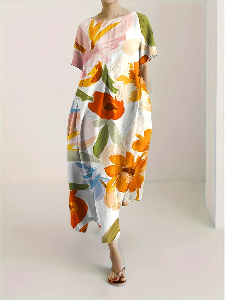 Olivia – Elegant Floral Print Casual Dress