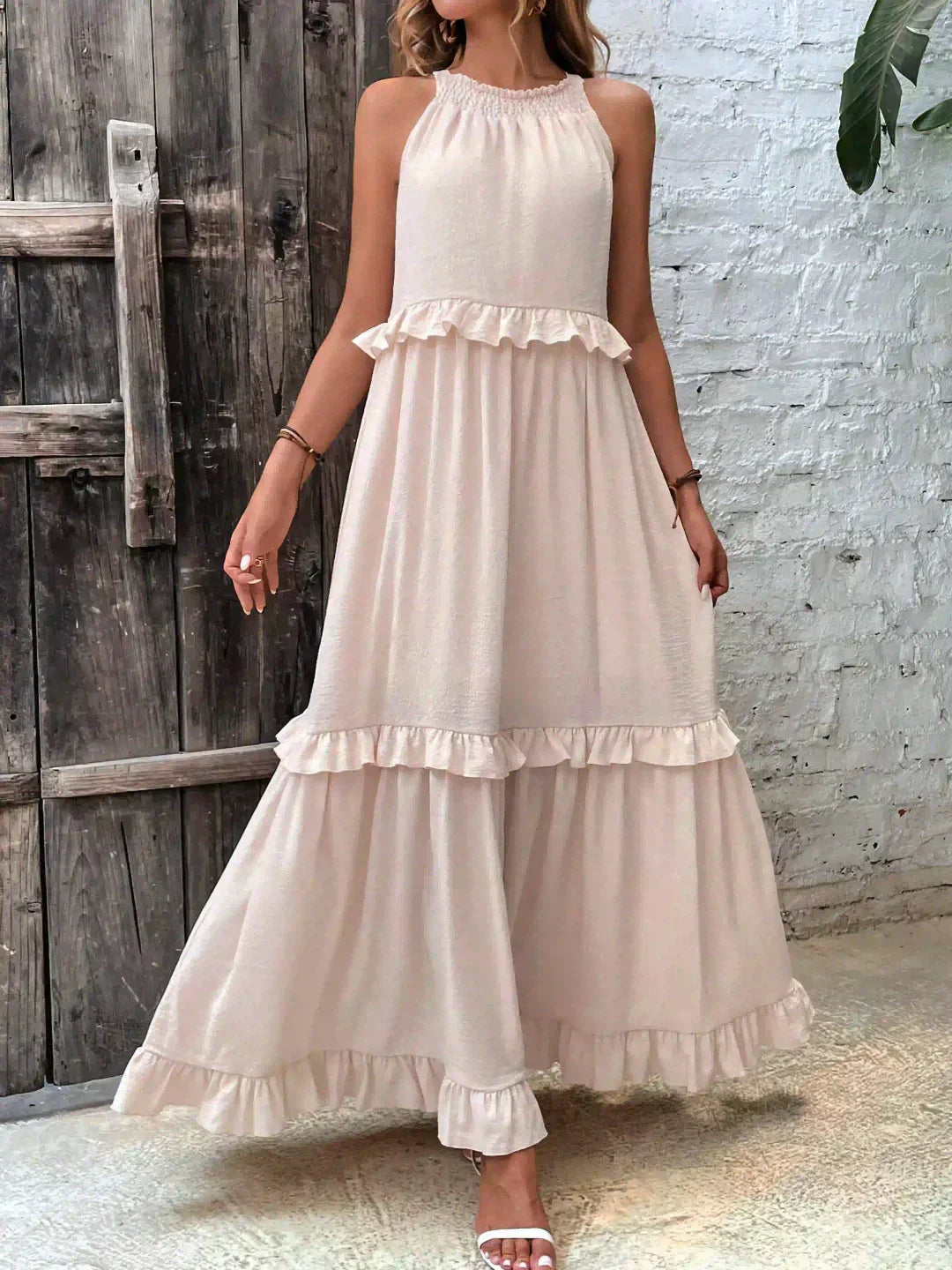 Sarah - Halter Ruffle Maxi Dress (Almost sold out)