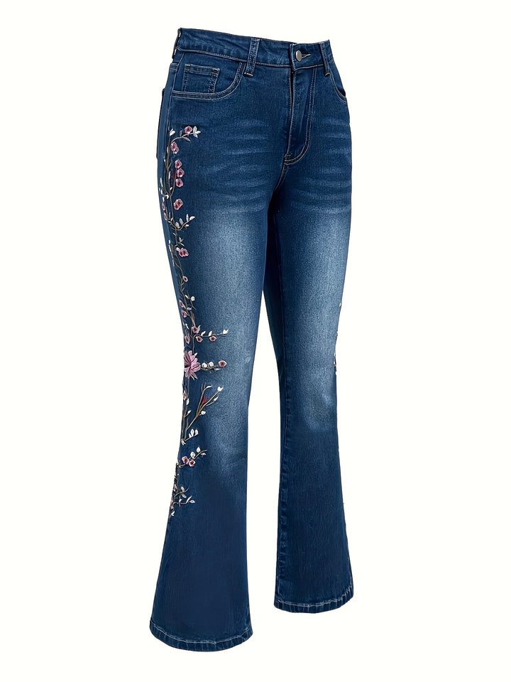 Bella – Floral Embroidered Flare Jeans