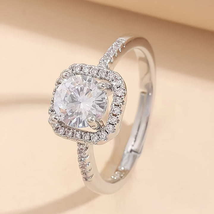 Sophia – Square Design Zirconia Open Ring
