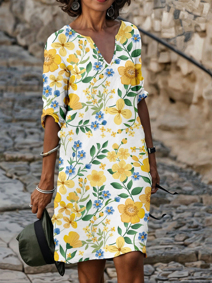 Lily – Floral V-Neck T-Shirt Dress