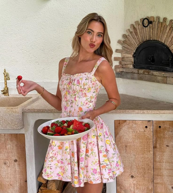 Anna - Romantic Structured Floral Mini Dress