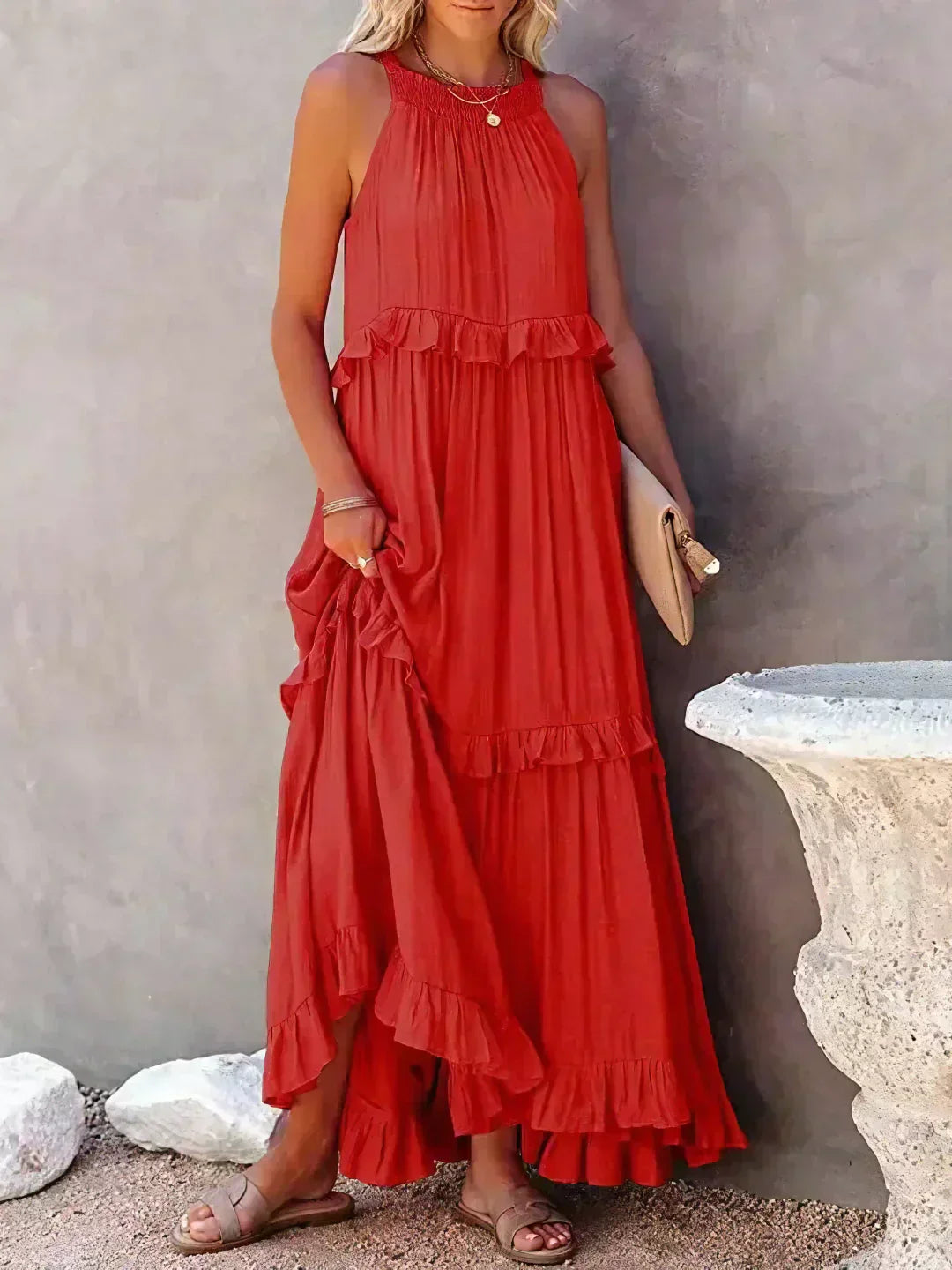 Sarah - Halter Ruffle Maxi Dress (Almost sold out)