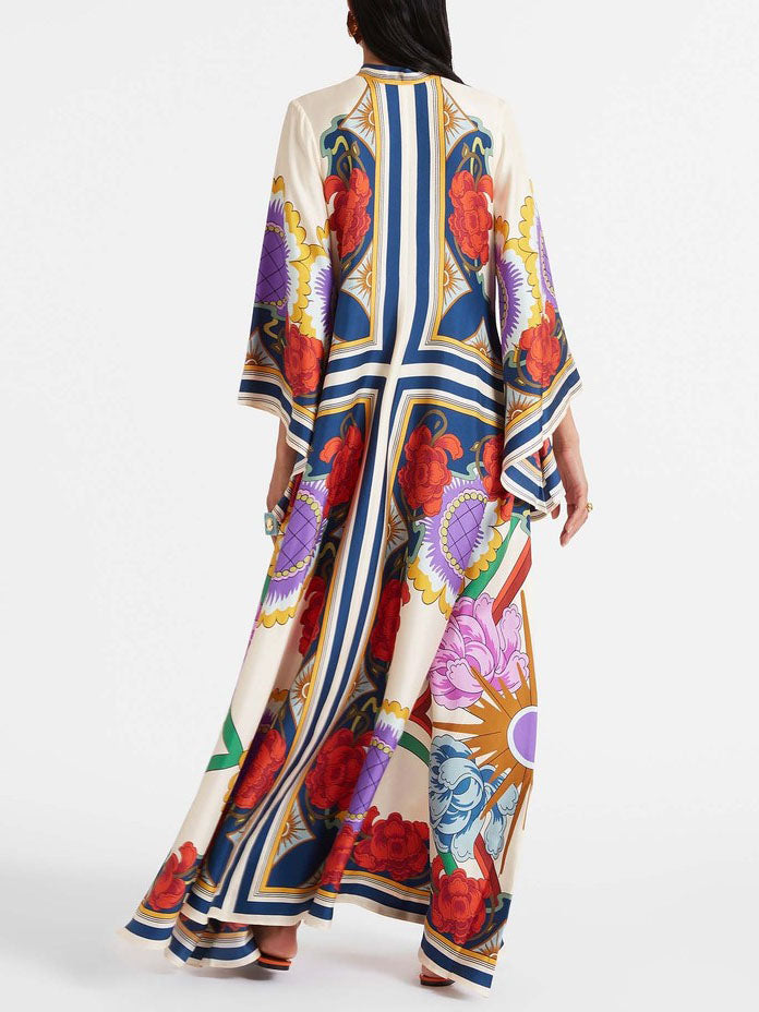 Amara - Unique Ethnic Floral Print Flowing Maxi Dress