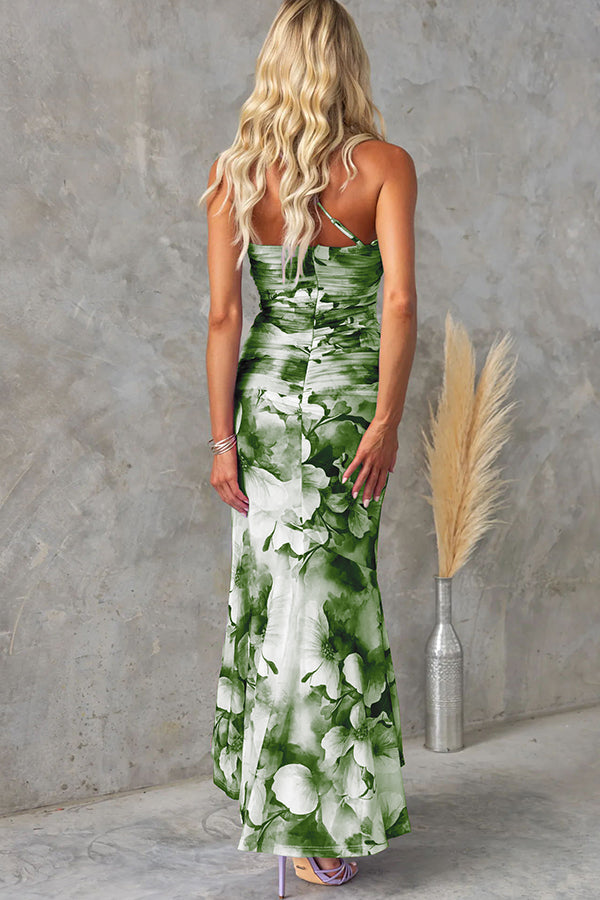 Deja - Floral Print One Shoulder Maxi Dress