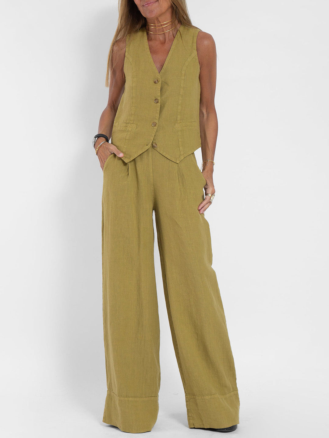 Ella - Vest & Wide Pants Set (Almost sold out)
