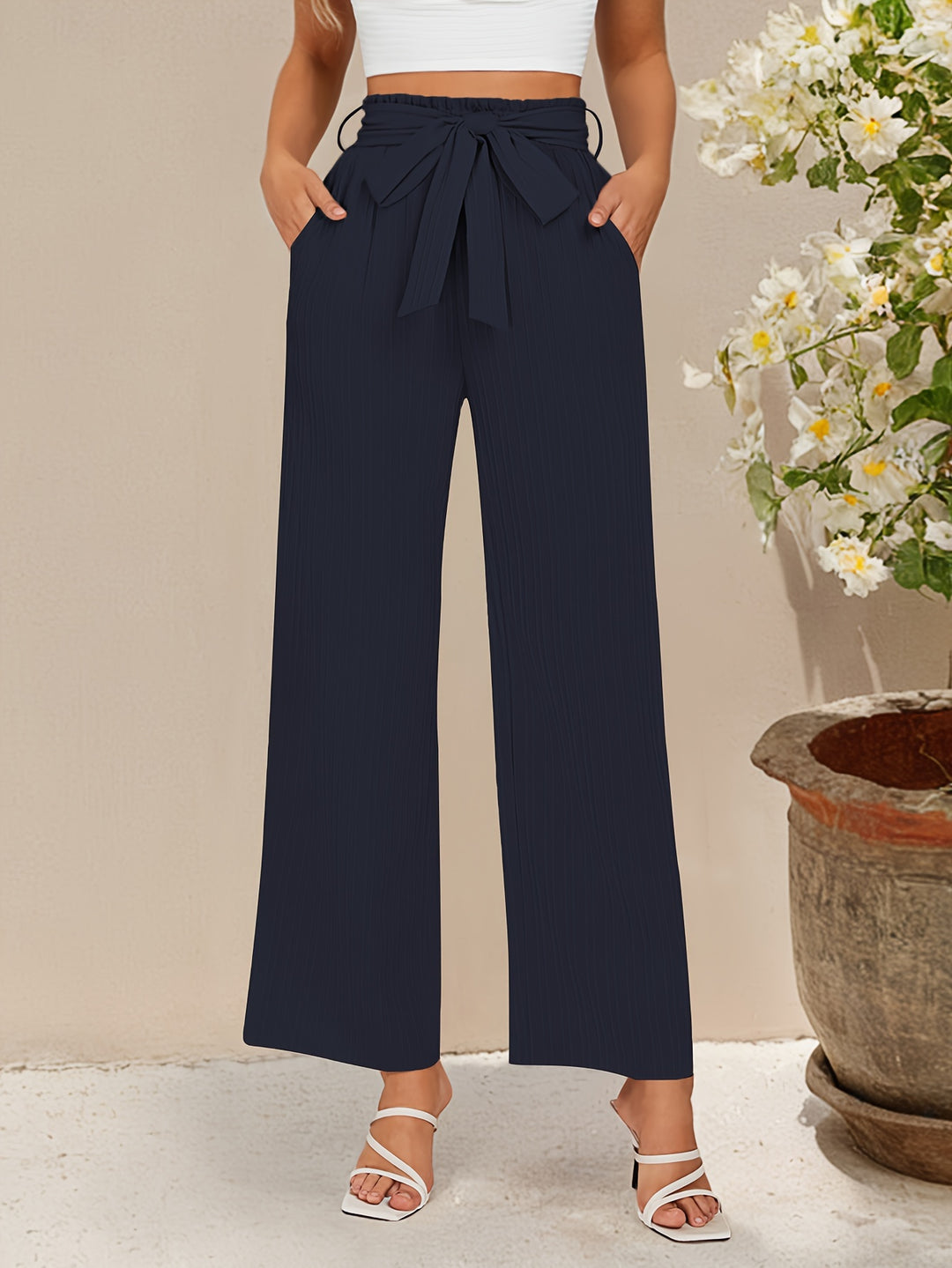 Vivienne – Wide-Leg Tie Waist Pants