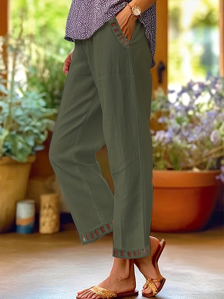 Lena - Contrast Trim Cropped Pants