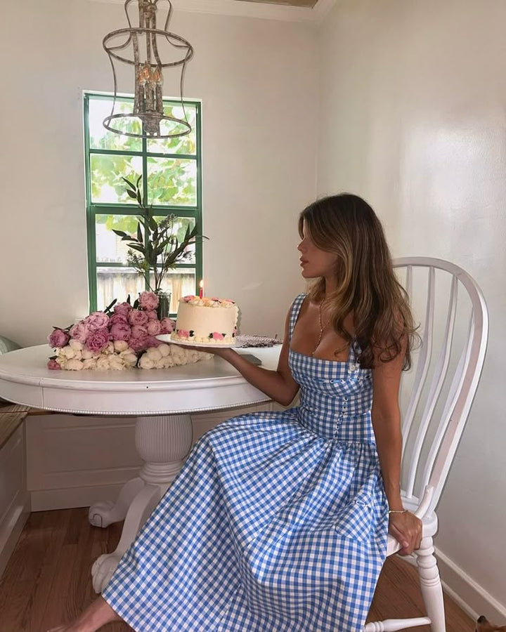 Ivy - Graceful Gingham Midi Dress