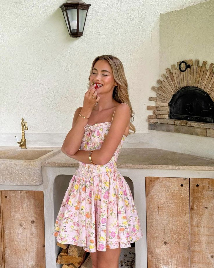 Anna - Romantic Structured Floral Mini Dress