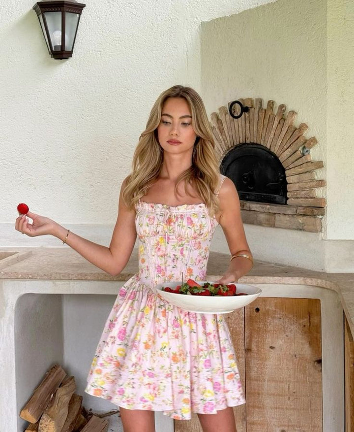 Anna - Romantic Structured Floral Mini Dress