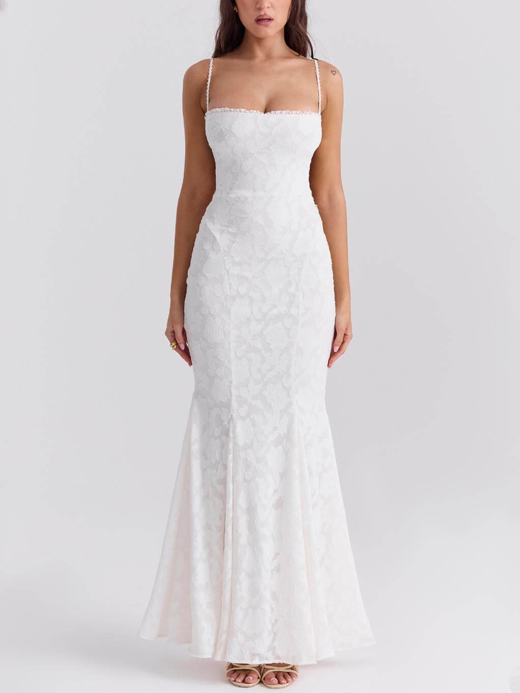Calista - Three-Dimensional Burnt Fishtail Maxi Dress