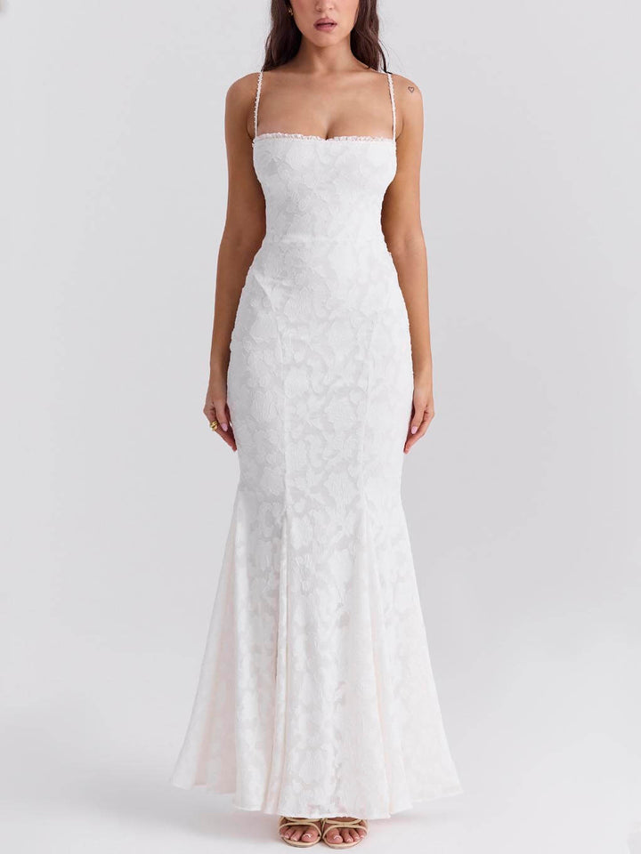 Calista - Three-Dimensional Burnt Fishtail Maxi Dress