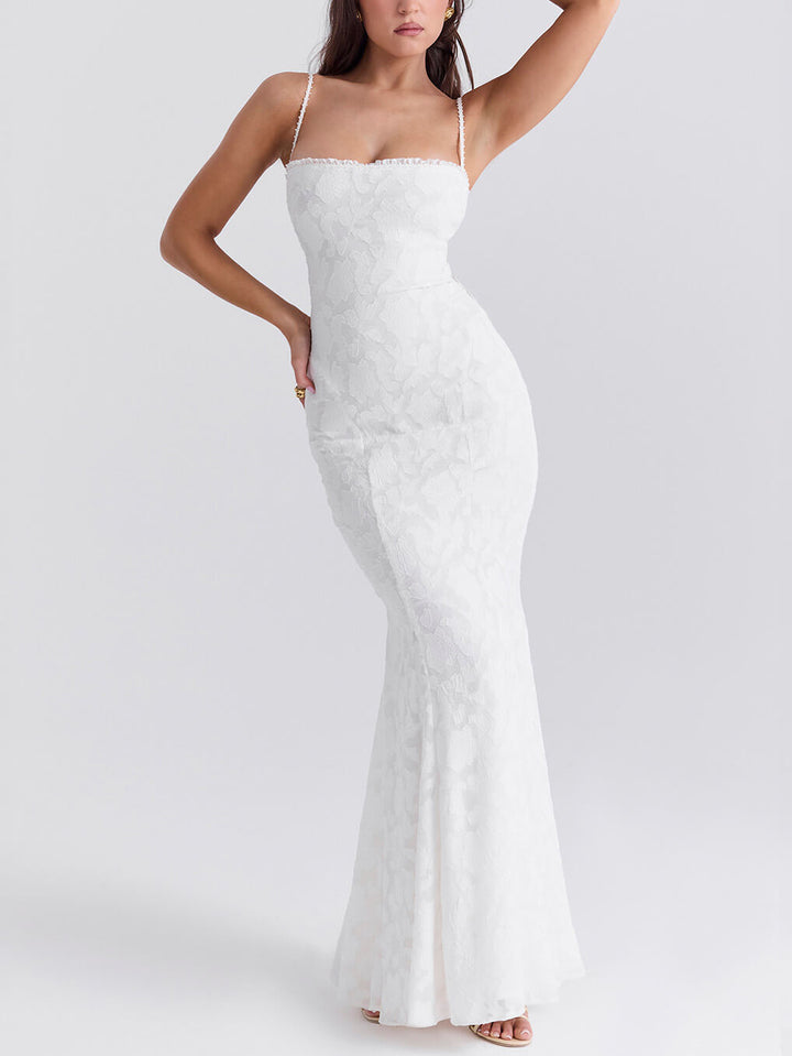 Calista - Three-Dimensional Burnt Fishtail Maxi Dress