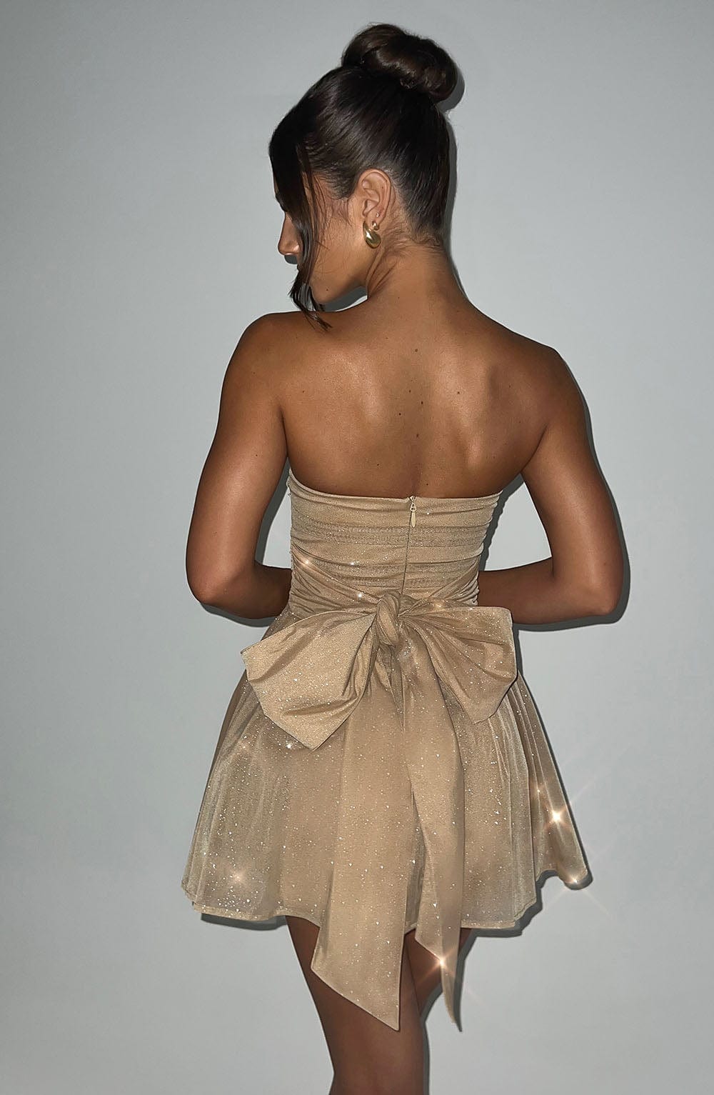 Esther - Back-Knot Strapless Sparkle Dress