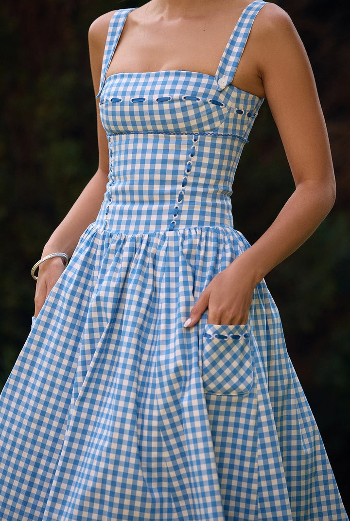 Ivy - Graceful Gingham Midi Dress