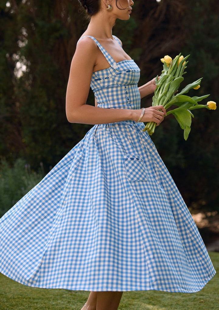 Ivy - Graceful Gingham Midi Dress