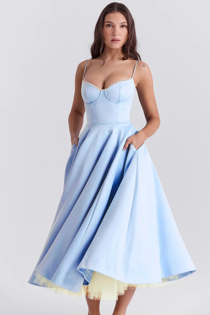 Selene Midi Dress - Blue