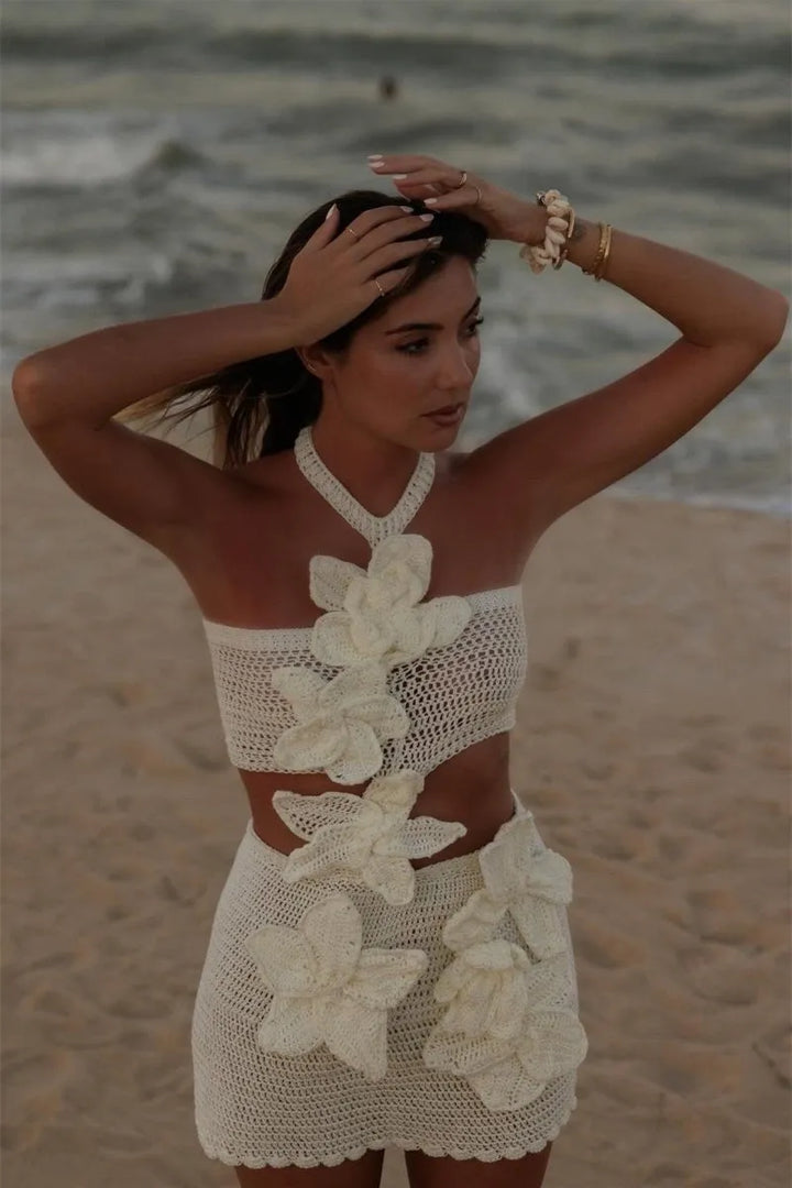 Jillian - Textured Halter Bodycon Dress