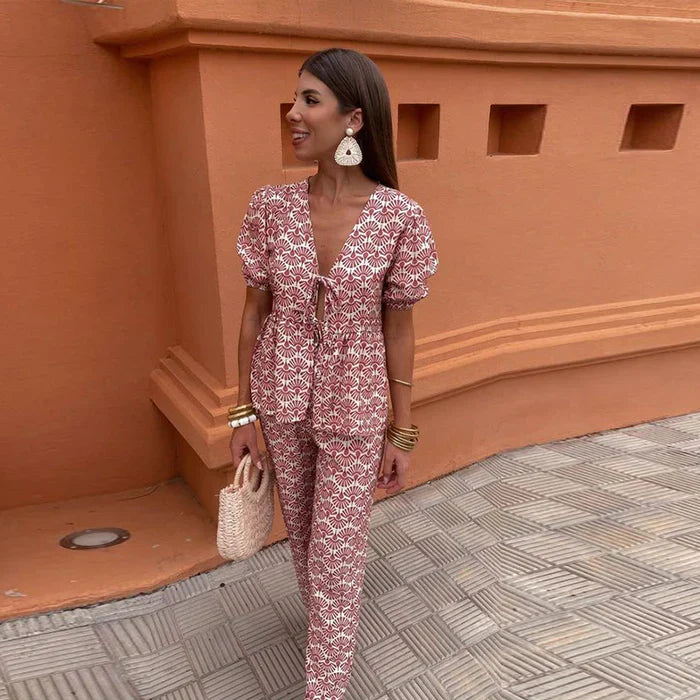 Liora | Summer Two-piece Set with Statement Print