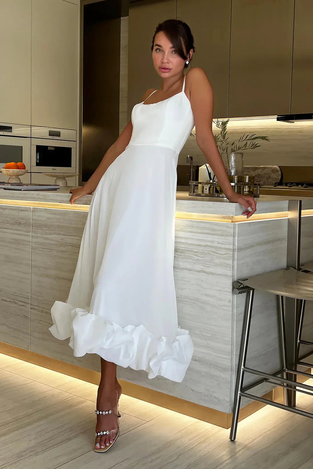 Reina Midi Dress - White