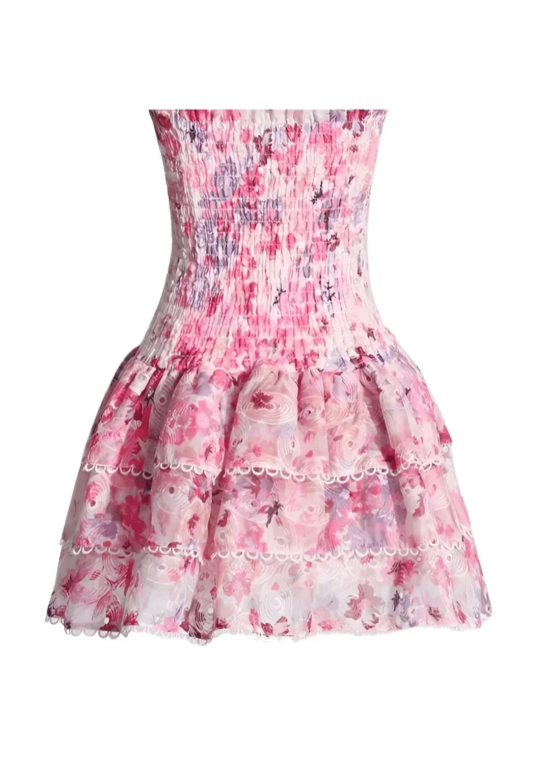 Coleen - Flirty Floral Strapless Mini Dress