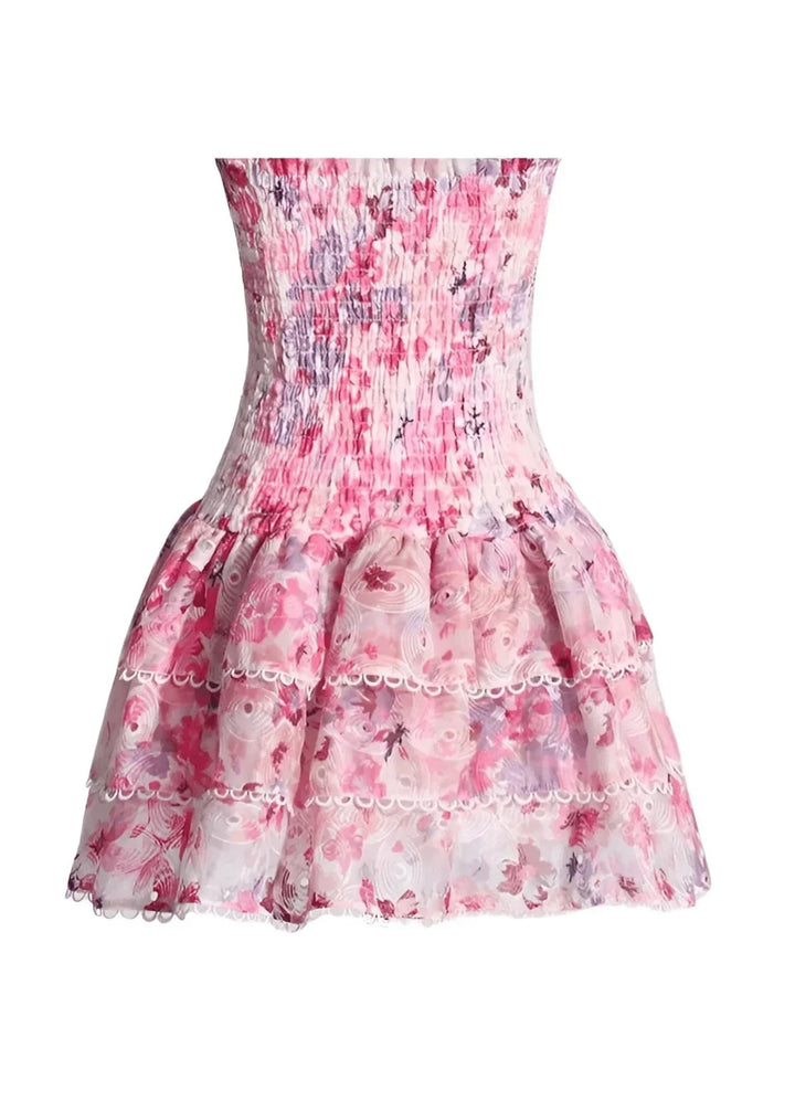 Coleen - Flirty Floral Strapless Mini Dress