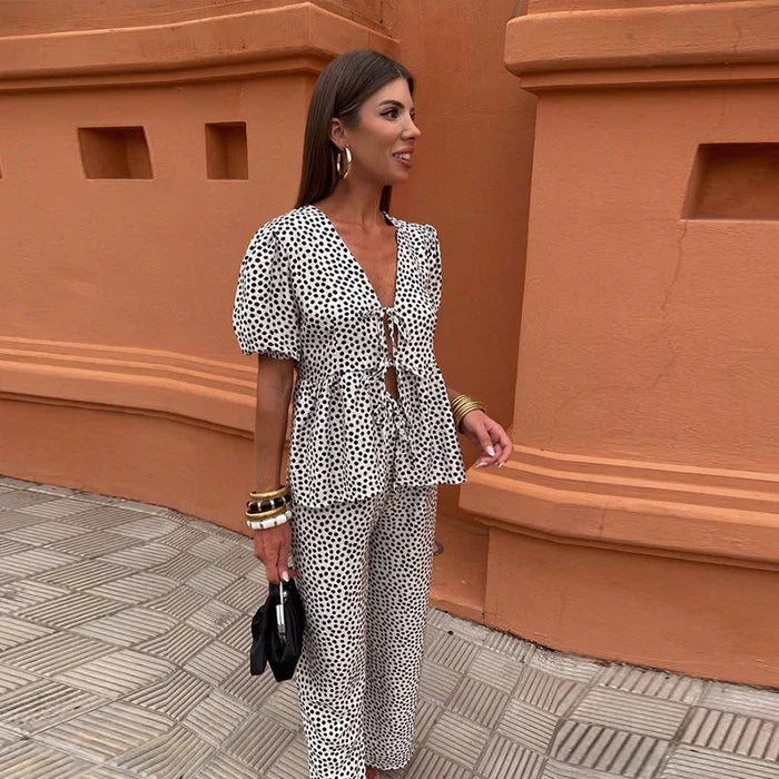 Liora | Summer Two-piece Set with Statement Print